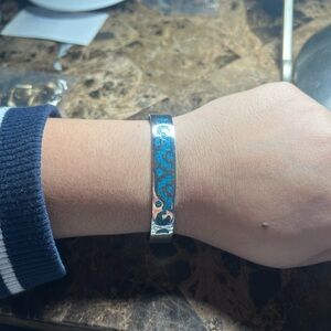 VTG  Mexico TC-49 Sterling Silver Turquoise Inlay 7.5" Bracelet